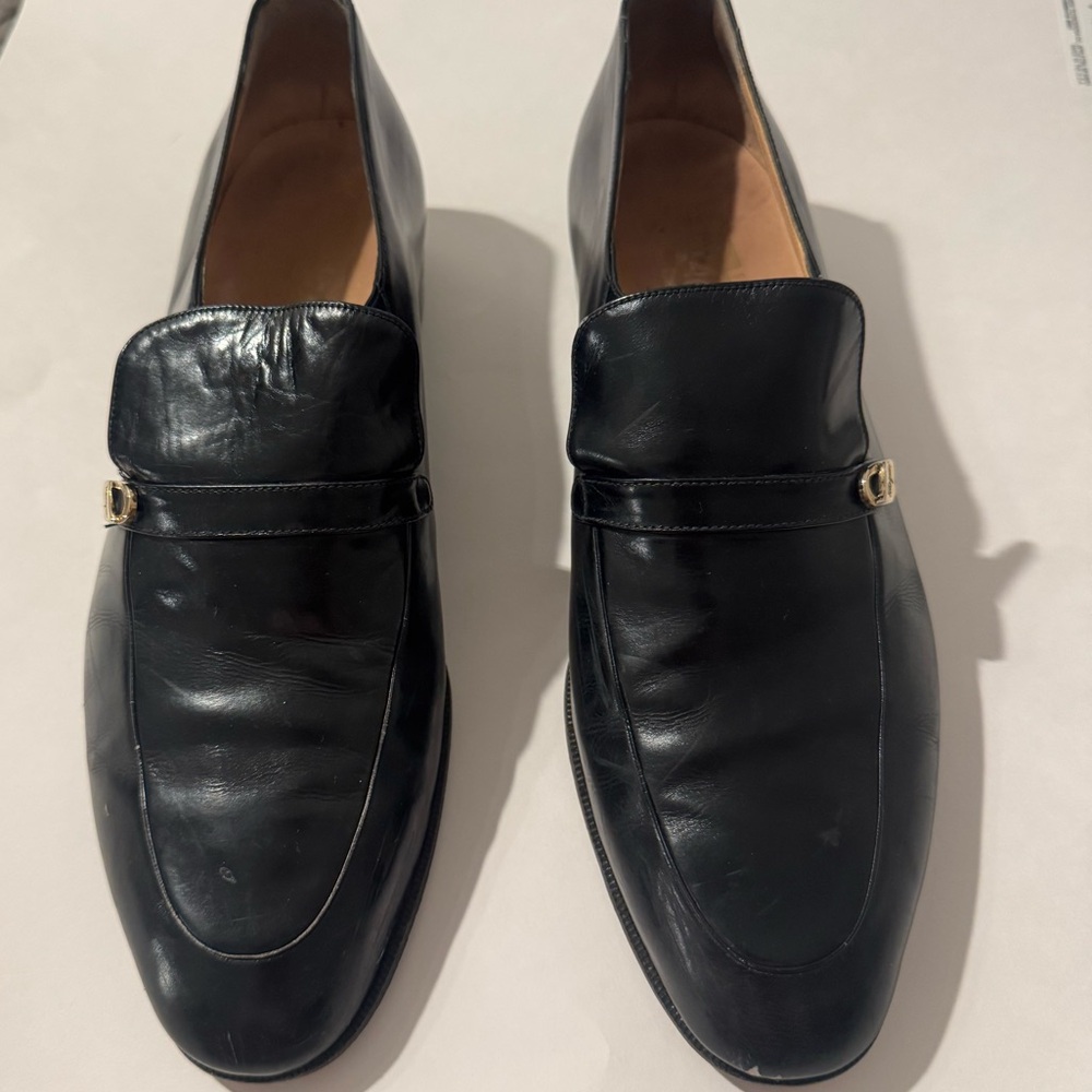Authentic Salvatore Ferragamo Men's Black Calf Leather Loafers US 9